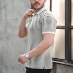 Horizontal Striped Polo Shirt // Gray (L)