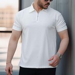 Ribbed Zip Polo Shirt // White (S)