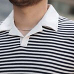 Horizontal Striped Polo Shirt // Black (S)