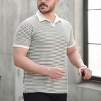 Horizontal Striped Polo Shirt // Gray (L)