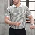Horizontal Striped Polo Shirt // Gray (L)