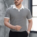 Horizontal Striped Polo Shirt // Black (S)