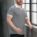 Horizontal Striped Polo Shirt // Black (S)