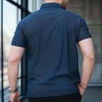 Ribbed Zip Polo Shirt // Navy (XL)