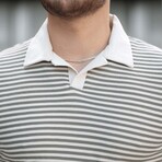Horizontal Striped Polo Shirt // Gray (L)
