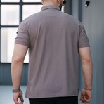 Ribbed Zip Polo Shirt // Brown (XL)