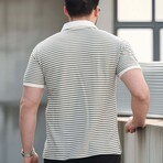 Horizontal Striped Polo Shirt // Gray (L)