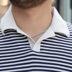 Horizontal Striped Polo Shirt // Navy (L)