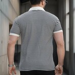 Horizontal Striped Polo Shirt // Black (S)