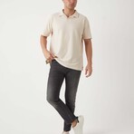 Textured Zip Polo Shirt // Beige (M)