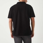 Textured Zip Polo Shirt // Black (XL)