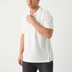 Textured Zip Polo Shirt // White (XL)