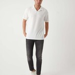 Textured Zip Polo Shirt // White (XL)