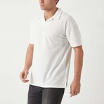 Textured Zip Polo Shirt // White (XL)