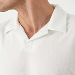 Textured Zip Polo Shirt // White (XL)