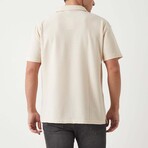 Textured Zip Polo Shirt // Beige (M)
