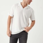 Textured Zip Polo Shirt // White (XL)