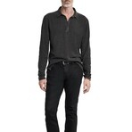 Adam Ls Polo In Freeform Jacquard // Iron Grey (XS)