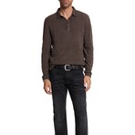 Adam Ls Polo In Freeform Jacquard // Dark Brown (S)