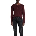 Memphis Waffle Henley In Fadeaway Wash // Dark Plum (S)