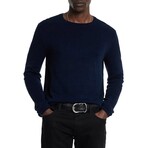 Mercer Ls Crew With Wave Texture // Ink Blue (XS)