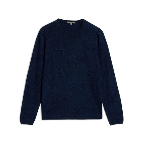 Mercer Ls Crew With Wave Texture // Ink Blue (XS)