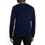 Mercer Ls Crew With Wave Texture // Ink Blue (XS)