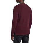 Memphis Waffle Henley In Fadeaway Wash // Dark Plum (S)