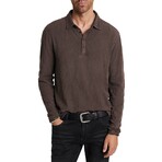 Adam Ls Polo In Freeform Jacquard // Dark Brown (S)