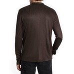 Otavio Regular Fit Ls Stand Collar Shirt With Pais // Espresso (S)