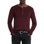 Memphis Waffle Henley In Fadeaway Wash // Dark Plum (S)