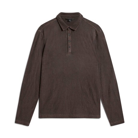 Adam Ls Polo In Freeform Jacquard // Dark Brown (S)