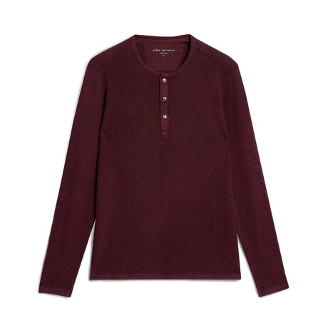 Memphis Waffle Henley In Fadeaway Wash // Dark Plum (S)