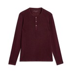Memphis Waffle Henley In Fadeaway Wash // Dark Plum (S)