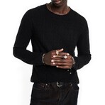 Riley Ls Texture Crew W Vintage Wash // Black (XS)