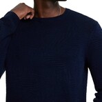 Mercer Ls Crew With Wave Texture // Ink Blue (XS)