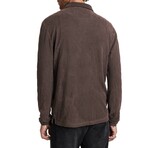 Adam Ls Polo In Freeform Jacquard // Dark Brown (S)