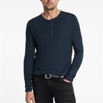 Carver Regular Fit Ls Henley With Shoulder Detail // Ink Blue (XS)