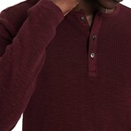 Memphis Waffle Henley In Fadeaway Wash // Dark Plum (S)
