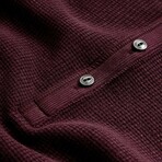 Memphis Waffle Henley In Fadeaway Wash // Dark Plum (S)