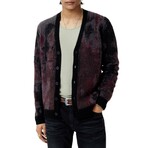 Dio Ls Multi Color Jacquard Cardigan // Dark Plum (XS)