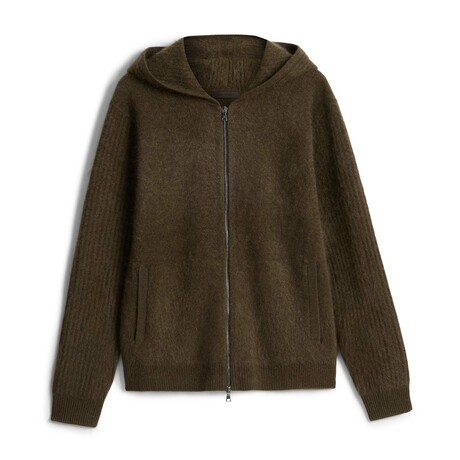 Catherine Regular Fit Ls Brushed Cashmere Zip Fron // Deep Olive (XS)