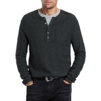 Alhandra Regular Fit Henley With Distress Terry St // Charcoal (S)