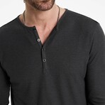 Carver Regular Fit Ls Henley With Shoulder Detail // Carbon Grey (XS)
