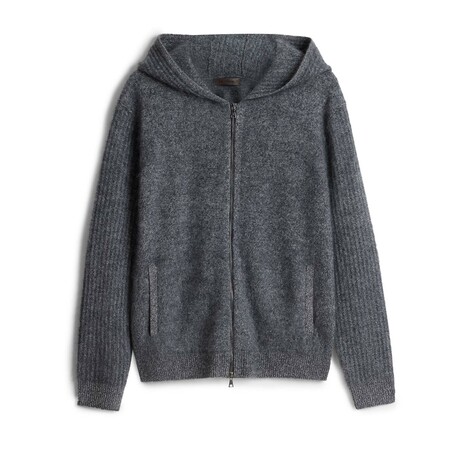 Catherine Regular Fit Ls Brushed Cashmere Zip Front // Black + White (XS)