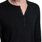 Eren Ls Merino Blend Henley W Magic Wash // Black (S)