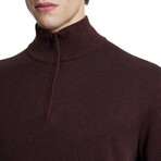 Grand Birdseye Half Zip In Ctn Cash // Oxblood (XS)
