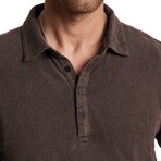 Adam Ls Polo In Freeform Jacquard // Dark Brown (S)