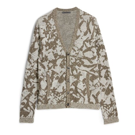 Carlisle Easy Fit Cardigan With Ink Splatter Jacqu // Mocha (M)