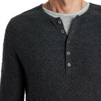 Alhandra Regular Fit Henley With Distress Terry St // Charcoal (S)